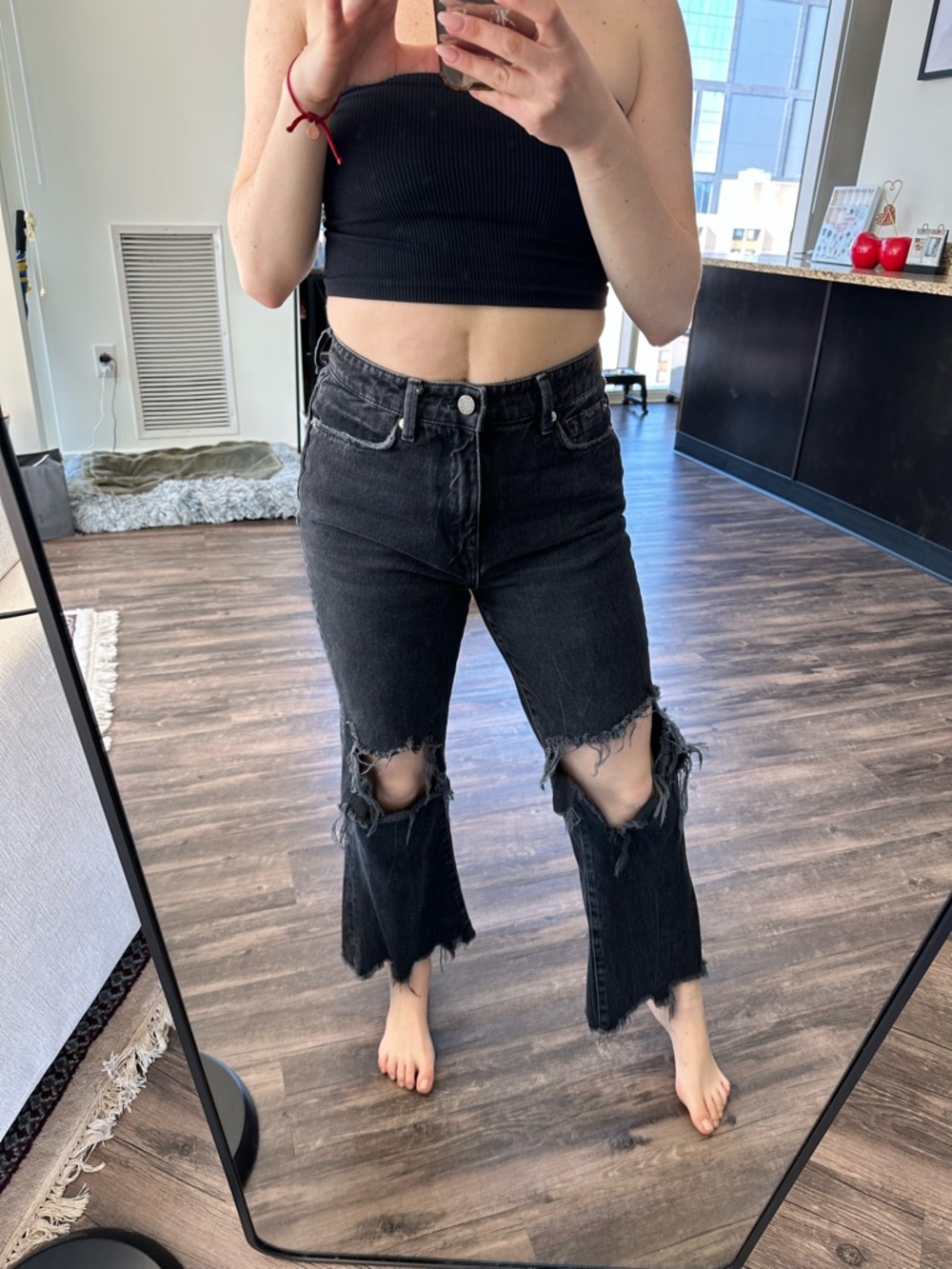 BDG Black Distressed Flare Jeans